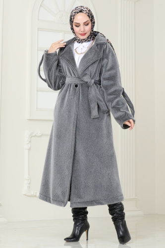 moda selvim Coat 3076DFL152 Anthracite - Thumbnail