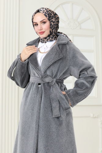 moda selvim Coat 3076DFL152 Anthracite - Thumbnail