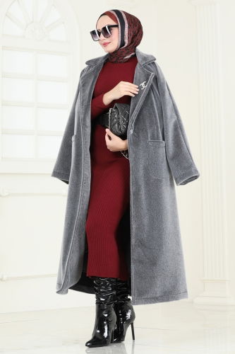 moda selvim Coat 3084DFL152 Anthracite - Thumbnail