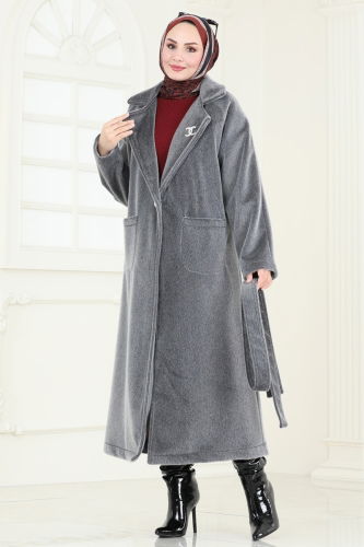 moda selvim Coat 3084DFL152 Anthracite - Thumbnail