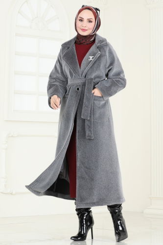 moda selvim Coat 3084DFL152 Anthracite - Thumbnail