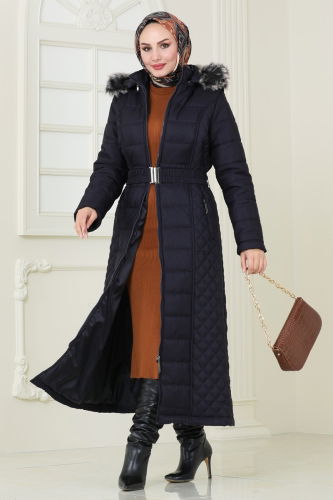 moda selvim Coat 3100HN394 Navy Blue - Thumbnail