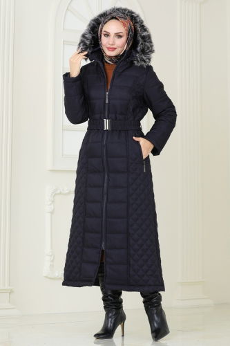 moda selvim Coat 3100HN394 Navy Blue - Thumbnail