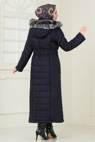 moda selvim Coat 3100HN394 Navy Blue - Thumbnail