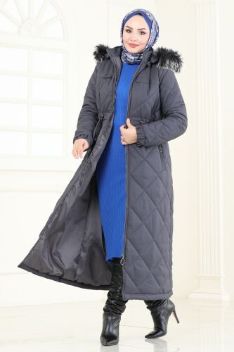 moda selvim Coat 3105HN394 Anthracite - Thumbnail