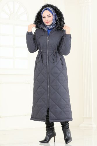 moda selvim Coat 3105HN394 Anthracite - Thumbnail