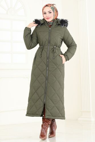 moda selvim Coat 3105HN394 Khaki - Thumbnail