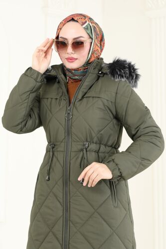 moda selvim Coat 3105HN394 Khaki - Thumbnail