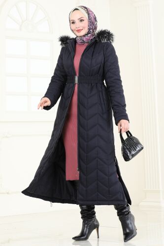 moda selvim Coat 3106HN394 Navy Blue - Thumbnail