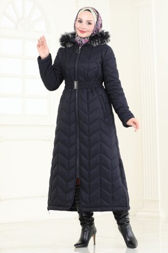 moda selvim Coat 3106HN394 Navy Blue - Thumbnail