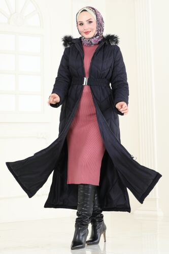 moda selvim Coat 3106HN394 Navy Blue - Thumbnail