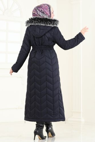 moda selvim Coat 3106HN394 Navy Blue - Thumbnail