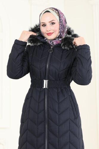 moda selvim Coat 3106HN394 Navy Blue - Thumbnail