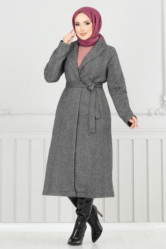 moda selvim Coat 319EVO1066 Gray - Thumbnail