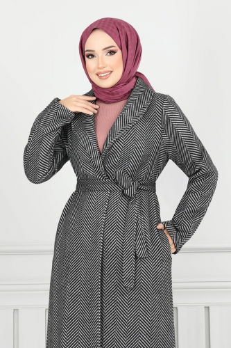 moda selvim Coat 319EVO1066 Gray - Thumbnail