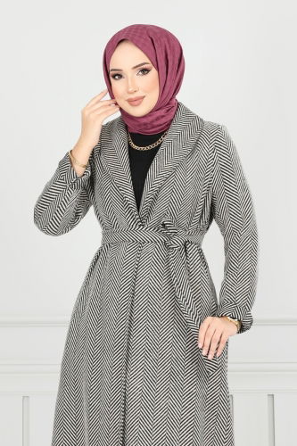 moda selvim Coat 319EVO1066 Stone - Thumbnail