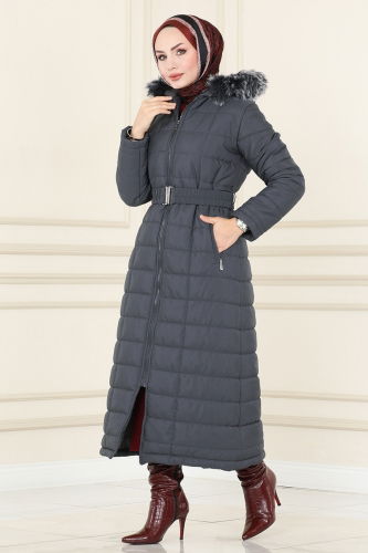 moda selvim Coat 3907HN218 Anthracite - Thumbnail