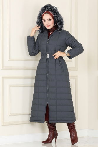 moda selvim Coat 3907HN218 Anthracite - Thumbnail