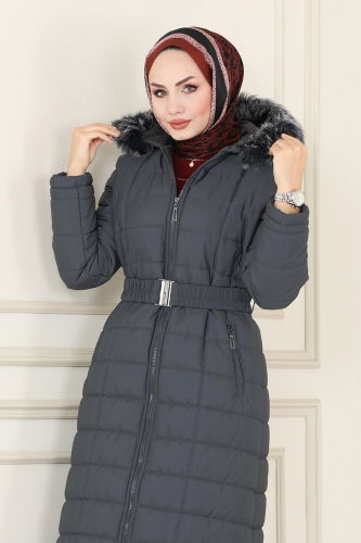 moda selvim Coat 3907HN218 Anthracite - Thumbnail