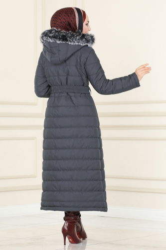 moda selvim Coat 3907HN218 Anthracite - Thumbnail