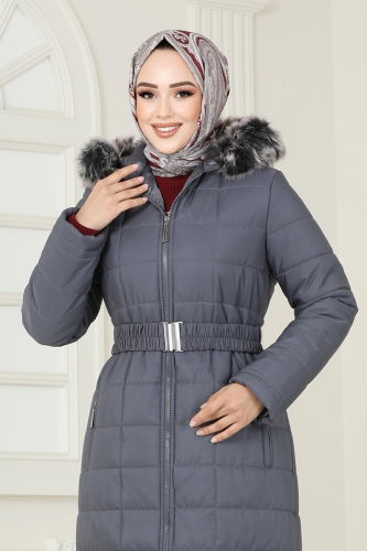 moda selvim Coat 3907HN218 Anthracite - Thumbnail