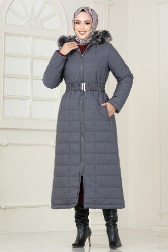 moda selvim Coat 3907HN218 Anthracite - Thumbnail