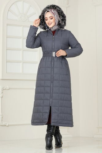 moda selvim Coat 3907HN218 Anthracite - Thumbnail