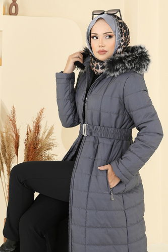 moda selvim Coat 3907HN218 Anthracite - Thumbnail