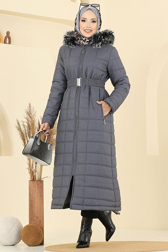 moda selvim Coat 3907HN218 Anthracite - Thumbnail