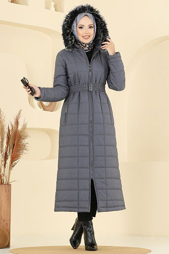 moda selvim Coat 3907HN218 Anthracite - Thumbnail