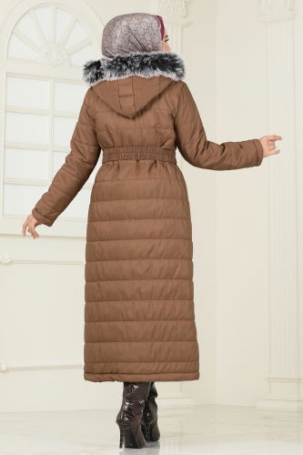 moda selvim Coat 3907HN218 Brown - Thumbnail