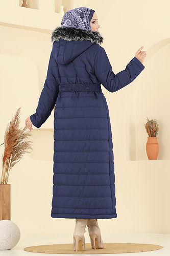 moda selvim Coat 3907HN218 Light Navy Blue - Thumbnail