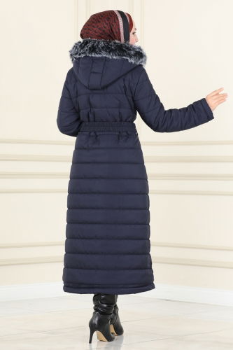 moda selvim Coat 3907HN218 Navy Blue - Thumbnail