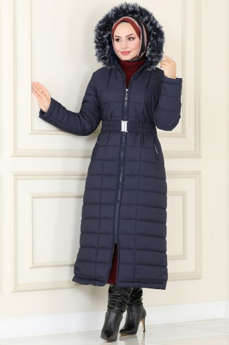 moda selvim Coat 3907HN218 Navy Blue - Thumbnail