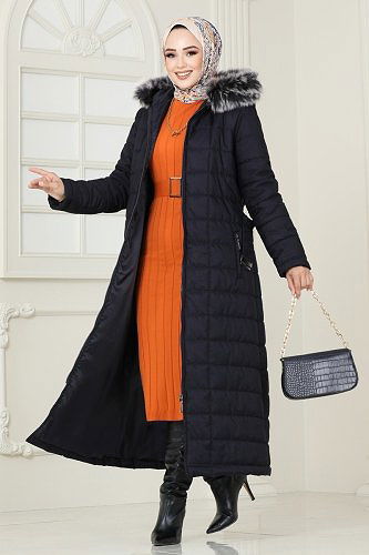 moda selvim Coat 3907HN218 Navy Blue - Thumbnail