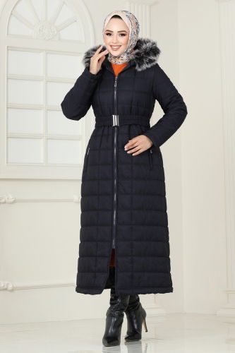 moda selvim Coat 3907HN218 Navy Blue - Thumbnail