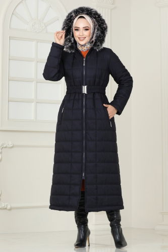 moda selvim Coat 3907HN218 Navy Blue - Thumbnail