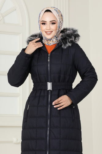 moda selvim Coat 3907HN218 Navy Blue - Thumbnail