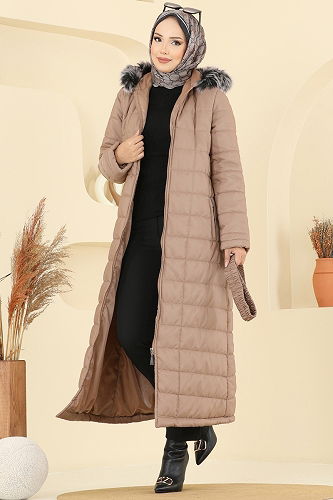 moda selvim معطف بيج 3907HN218 - Thumbnail