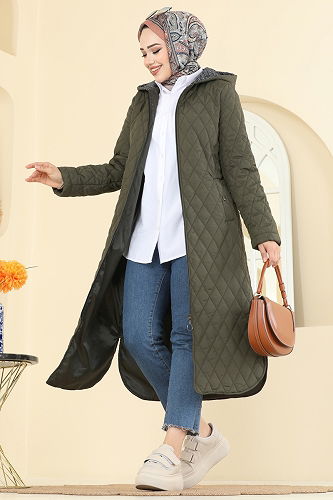 moda selvim Coat 4009HN394 Khaki - Thumbnail