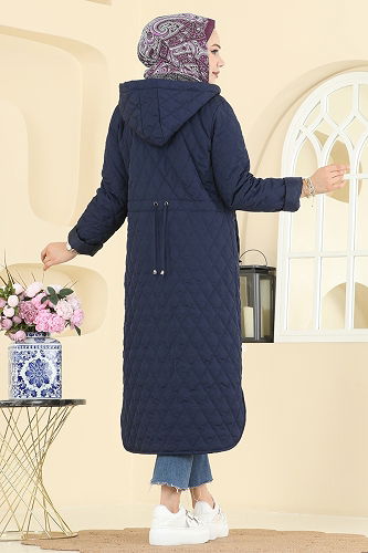 moda selvim Coat 4009HN394 Light Navy Blue - Thumbnail