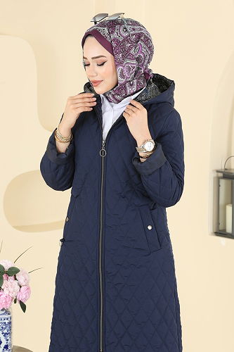 moda selvim Coat 4009HN394 Light Navy Blue - Thumbnail