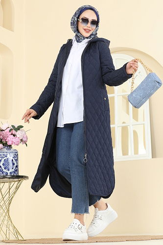 moda selvim Coat 4009HN394 Navy Blue - Thumbnail
