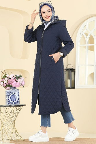 moda selvim Coat 4009HN394 Navy Blue - Thumbnail