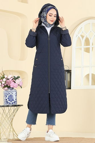 moda selvim Coat 4009HN394 Navy Blue - Thumbnail