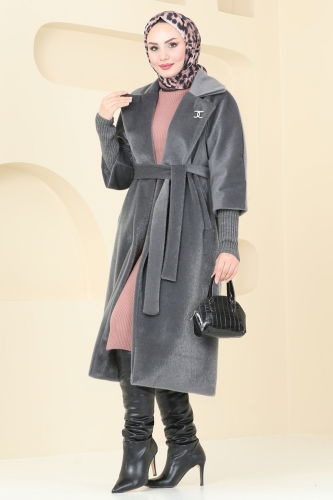 moda selvim Coat 4405AL357 Anthracite - Thumbnail