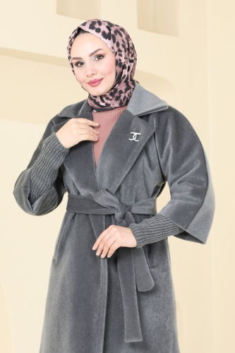 moda selvim Coat 4405AL357 Anthracite - Thumbnail