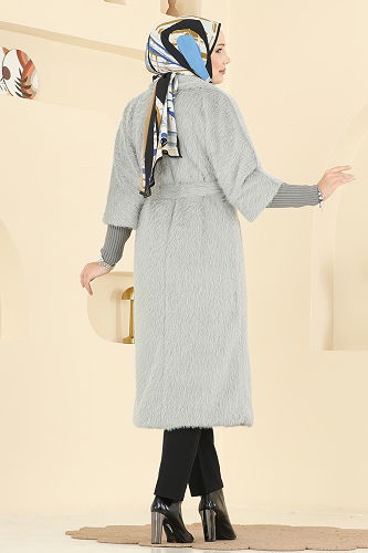 moda selvim معطف رمادي 4405AL357 - Thumbnail