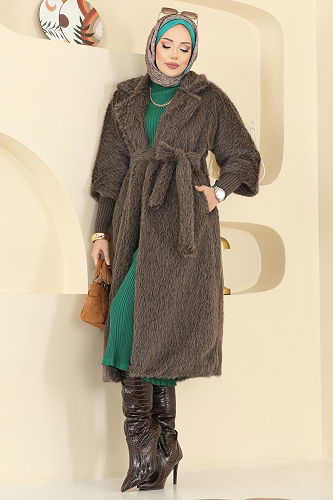 moda selvim Coat 4405AL357 Tan - Thumbnail