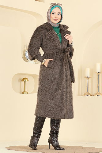 moda selvim Coat 4405AL357 Tan - Thumbnail